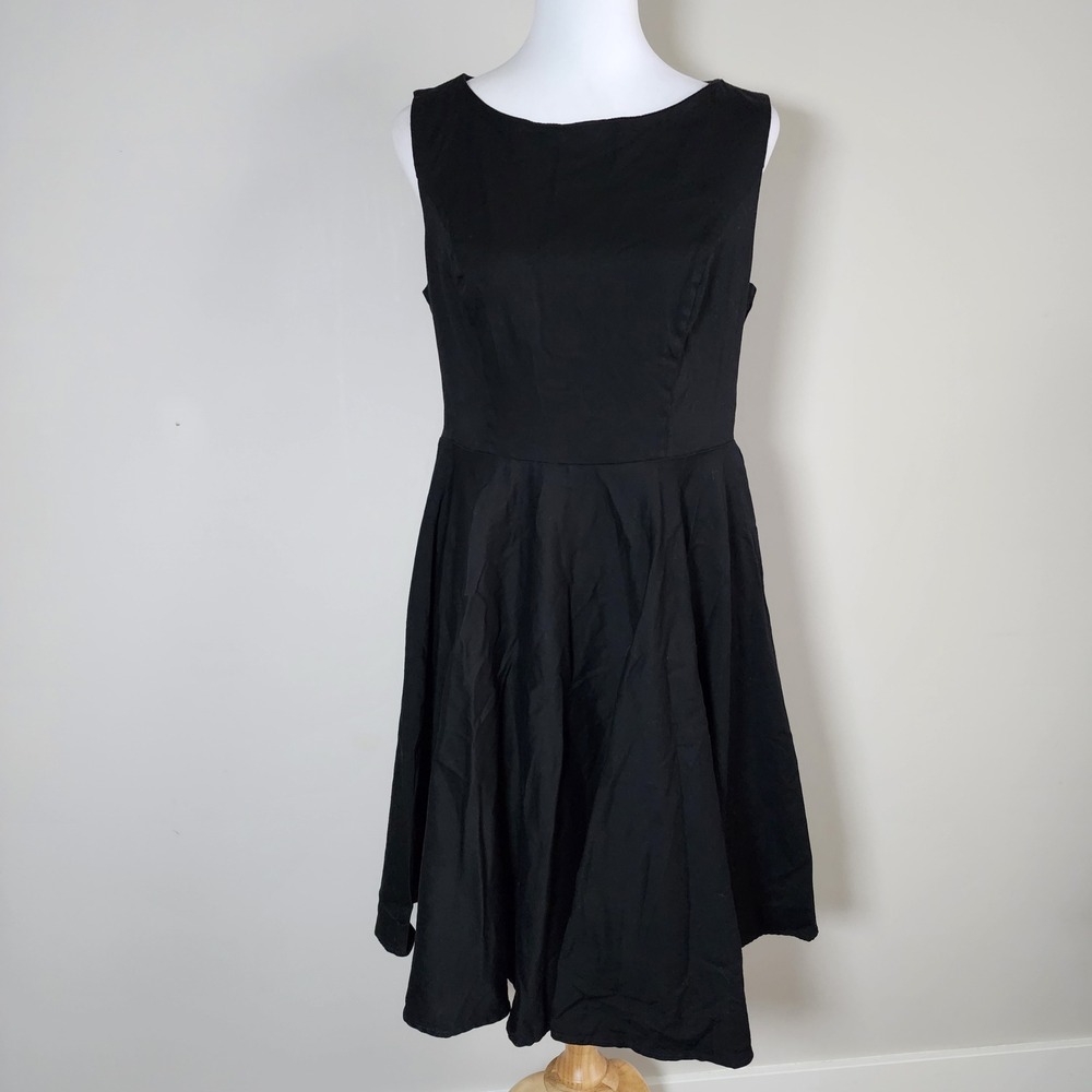 Grace Karin Fit Flare Dress Womens Large Black Sleeveless Cotton Rockabilly Gown